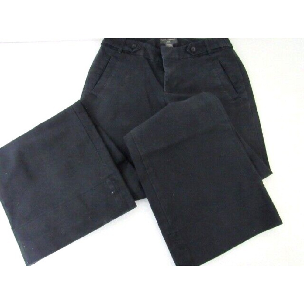 BANANA REPUBLIC Black Flair size 2 Stretch Cotton Spandex Side Button Pants